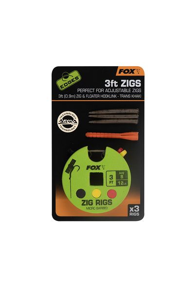 Готовые поводки Fox Edges Zig Rig 8 - 12lb 0,9м x 3шт CCR191