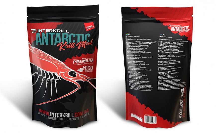 Крилеве борошно Interkrill Antarctic Krill Meal 500g AKM-002