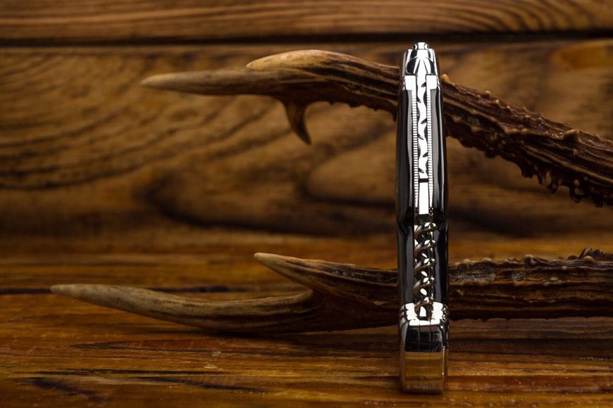 Laguiole карманный нож 4 "3/4 + штопор с ручкой из черного рога 1.60.129.64MI