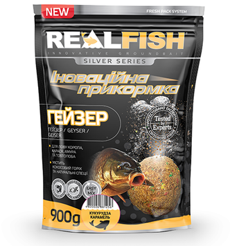 Прикормка Real Fish Гейзер Кукурудза карамель 900г 00000241
