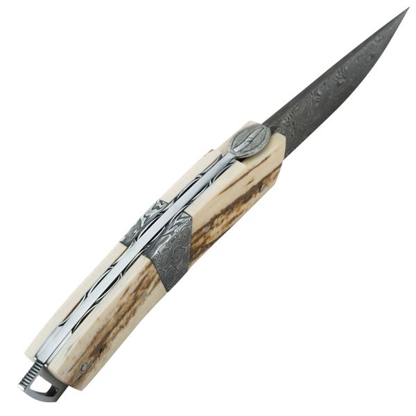 Нож со складным лезвием Le Thiers Gentleman, дамаск, мамонт и центральный усилитель T97MDI8