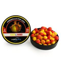 Плаваючі бойли Crazy Carp Fireballs Pop-ups Peach&Mango 8мм FBPM8