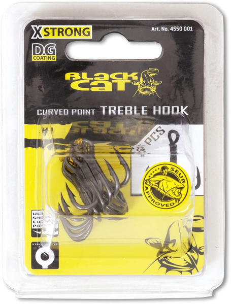 Тройник Black Cat Curved Point Treble Hook DG DG coating 5pcs 4550100