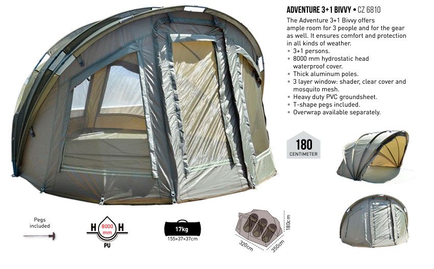 Палатка карповая Carp Zoom Adventure 3+1 Bivvy CZ6810