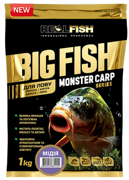 Прикормка Real Fish Bigfish Карп Мидия 1кг RFBF-02