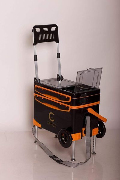 Рыболовный ящик Херабуна на колёсах SAROS Orange LQ-229+2Wheels-O