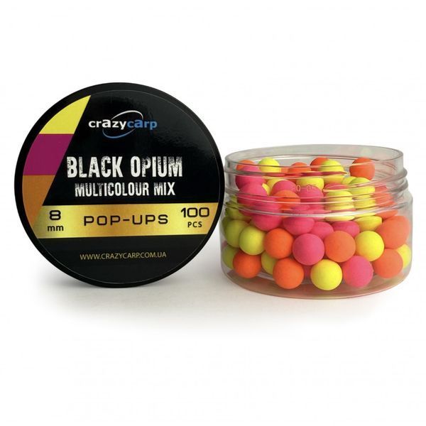 Плаваючі бойли Crazy Carp Multicolor Black Opium Pop-ups 8мм MBOP8