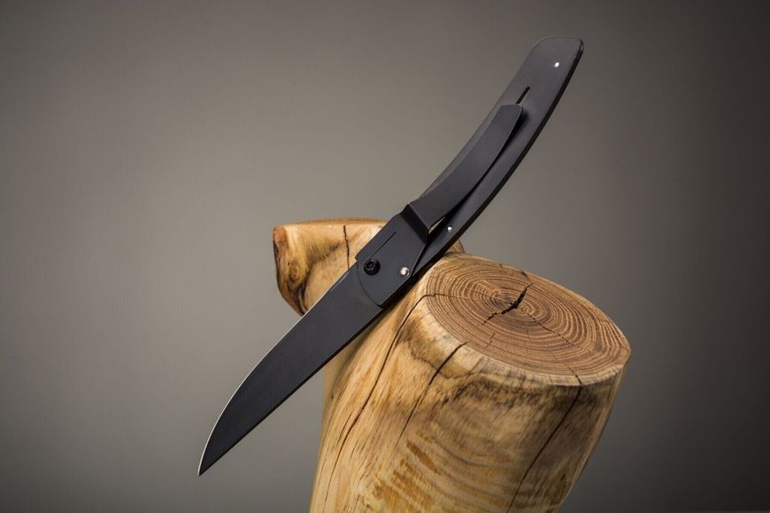 Thiers liner карманный нож, ручка из черного рога, черное лезвие 1.90.142.64N
