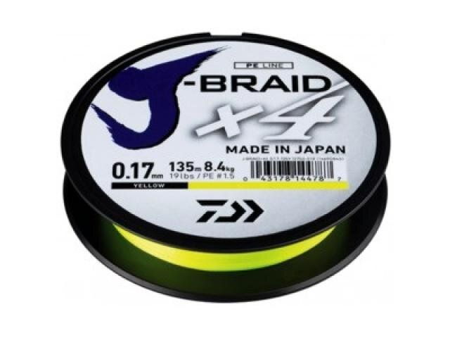 Шнур Daiwa J-Braid X4E Yellow 135 м. 0.10мм 12740-015