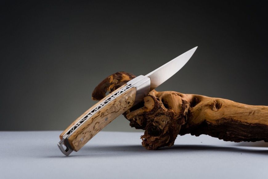 Нож со складным лезвием Le Thiers "Pocket" ручной работы, береза T8BO